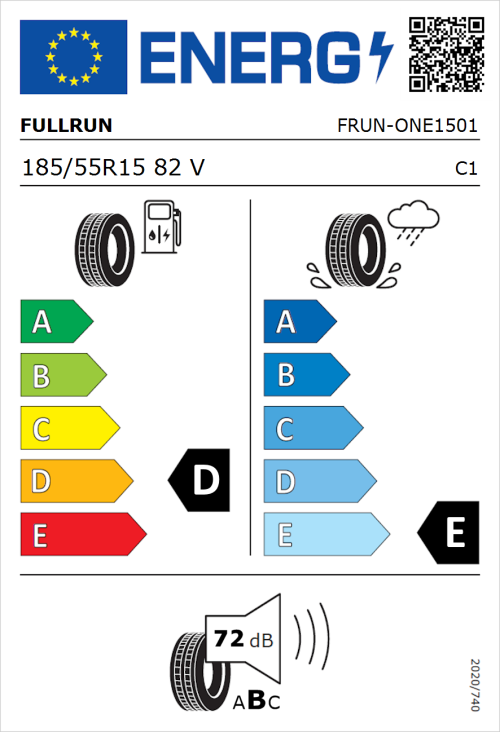 Tyre Label for Fullrun Frun-One 185/55R15 82V